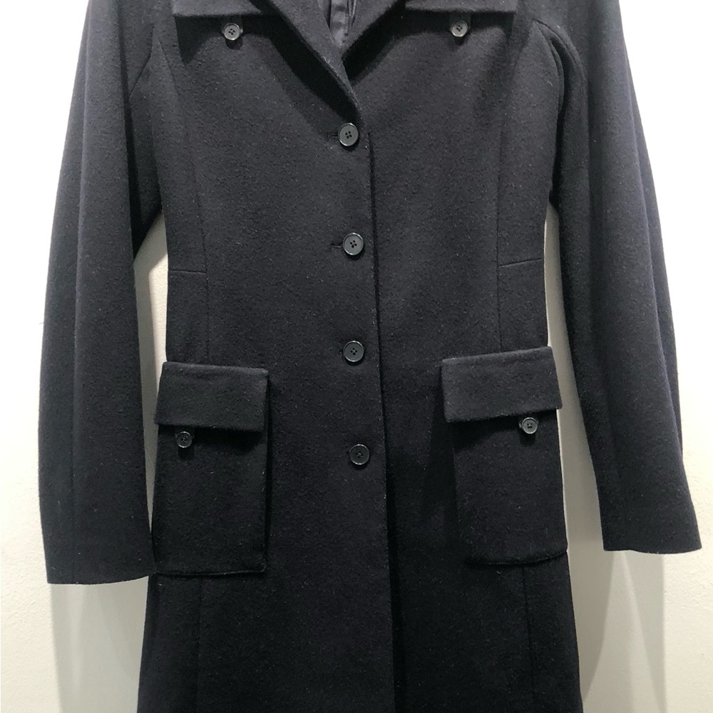 Elegant Jill Sander Navy Wool Coat Trench